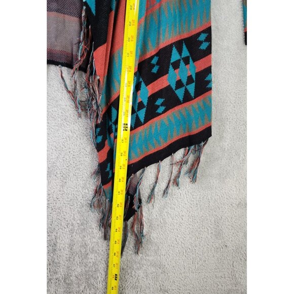 Pink Cattlelac Sweater Womens Small Southwestern Open Front Fringed Cardigan - Picture 5 of 10